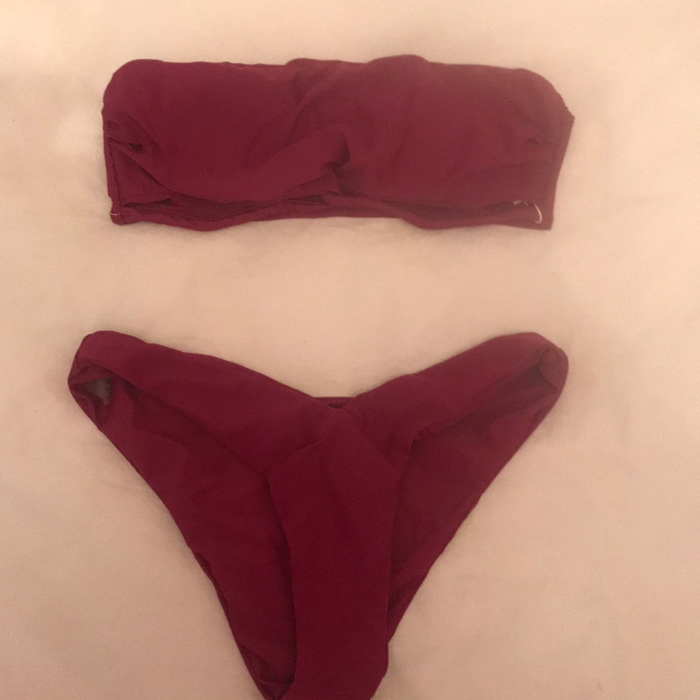 NEVER WORN wine colored strapless bikini